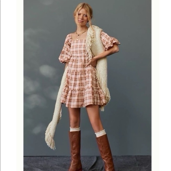 Faithfull The Brand Eryn Mini Dress Lori Check Print XL - Picture 2 of 12